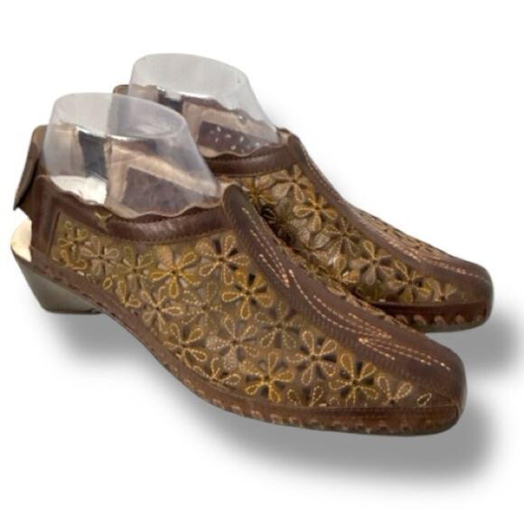 PIKOLINOS Shoes - Pikolinos Romana Leather Slingback Boho Laser Cut Mules
